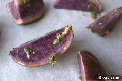 Close-up of blue potatoes, showing their unique skin and potential purple interior