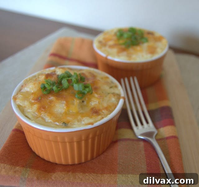 Baked Potatoes Au Gratin fresh out of the oven, golden and bubbly