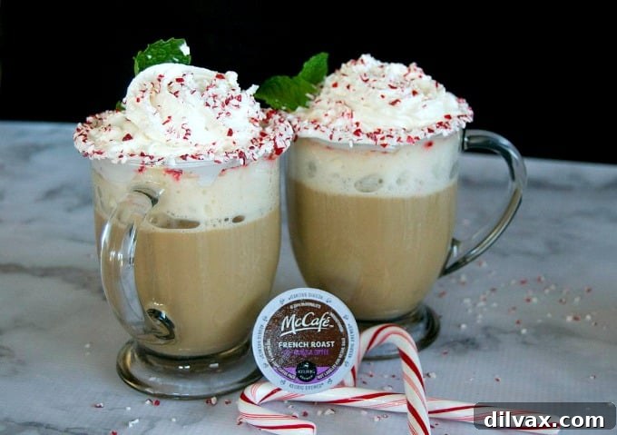 Wintermint White Chocolate Mocha 4 Ingredients for Peppermint White Chocolate Mocha including white chocolate hot cocoa mix, peppermint extract, and coffee.
