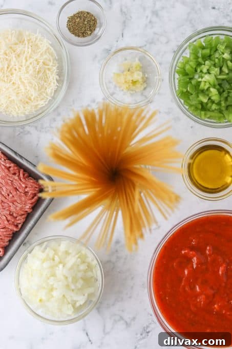 Golden Baked Spaghetti 4 Ingredients for spaghetti baked in the oven.