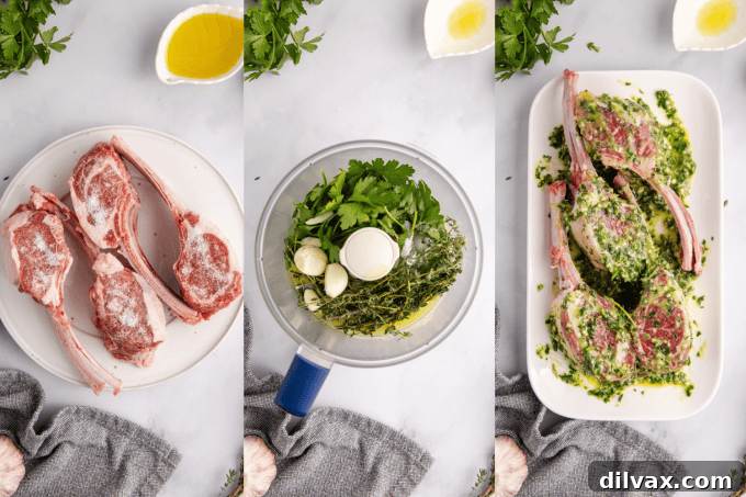 Process photos for Lamb Chops Recipe.