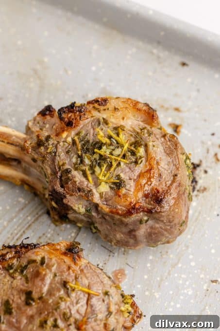 Parsley and thyme on lamb.