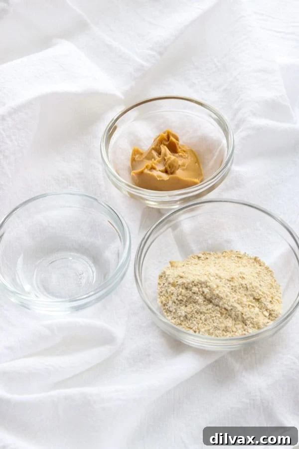 Water, creamy peanut butter, and ground oats are the ingredients for Homemade Dog Pill Pockets.