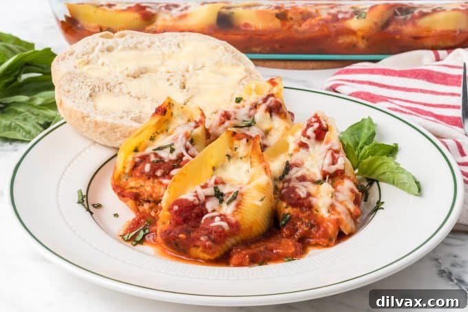 Chicken Stuffed Shells, golden brown and bubbly