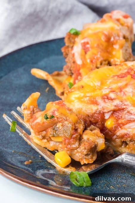 Tex-Mex Pasta Shells 10 A single Taco Stuffed Shell with a bite taken out, showing the rich, flavorful filling and melted cheese.