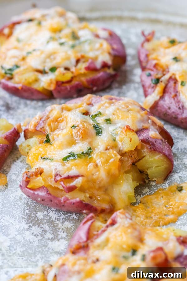 Smashed Roasted Cheesy Potatoes.
