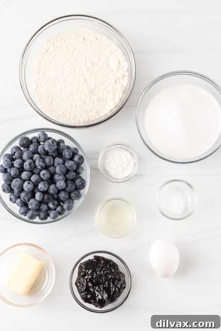 Ingredients for Homemade Blueberry Crumble Bars