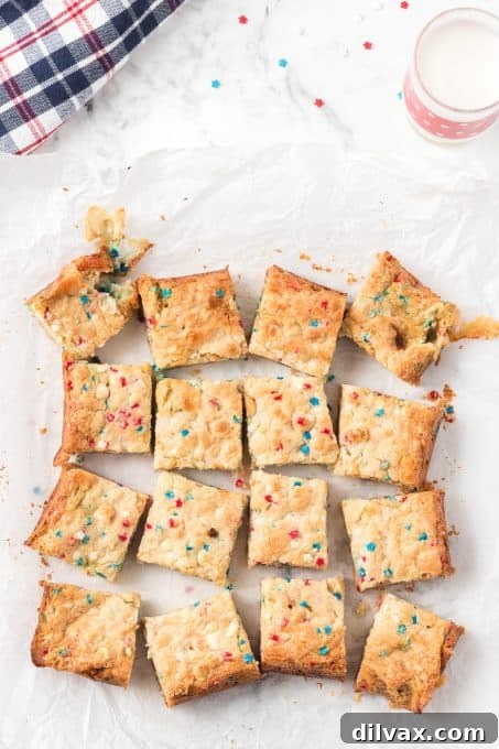 Red, white, and blue Butter Bars ready for eating!