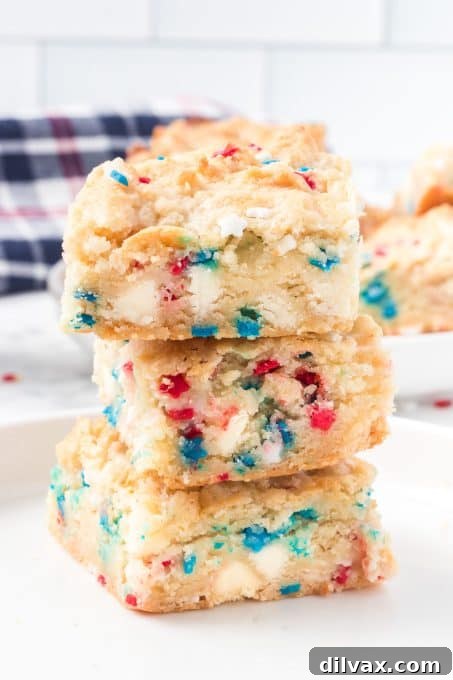Gooey Butter Bars with patriotic star sprinkles