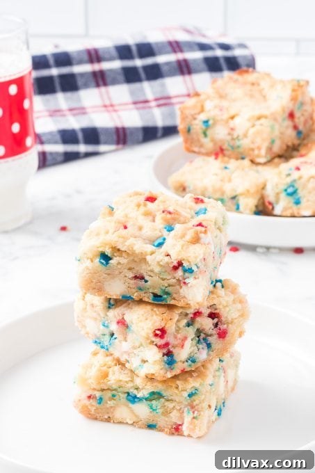 Red, white, and blue dessert bars