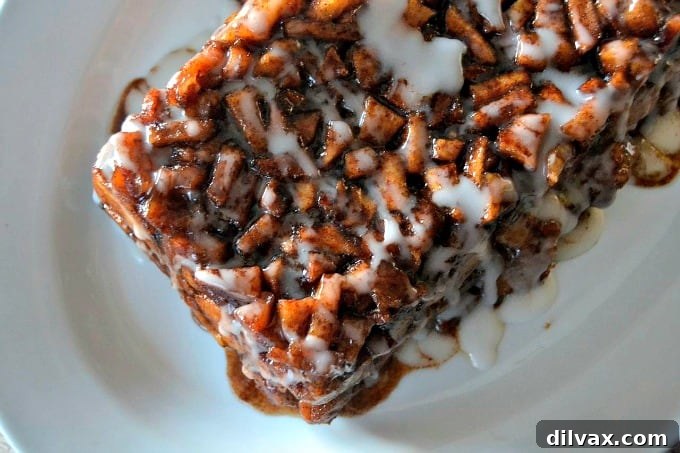 Freshly baked Apple Cinnamon Sweet Rolls Monkey Bread, removed from the oven and ready for frosting