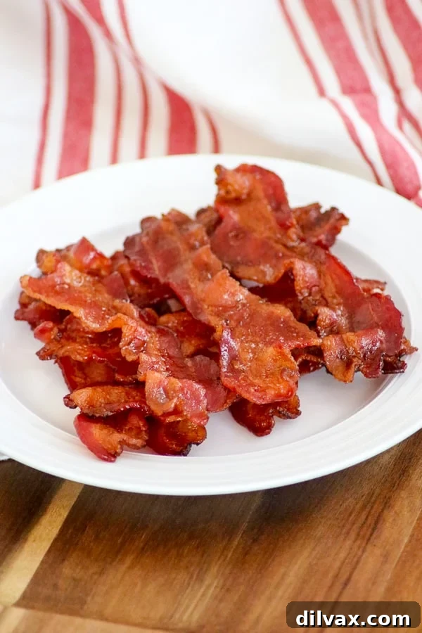 Perfectly baked crispy bacon slices, ready to be served