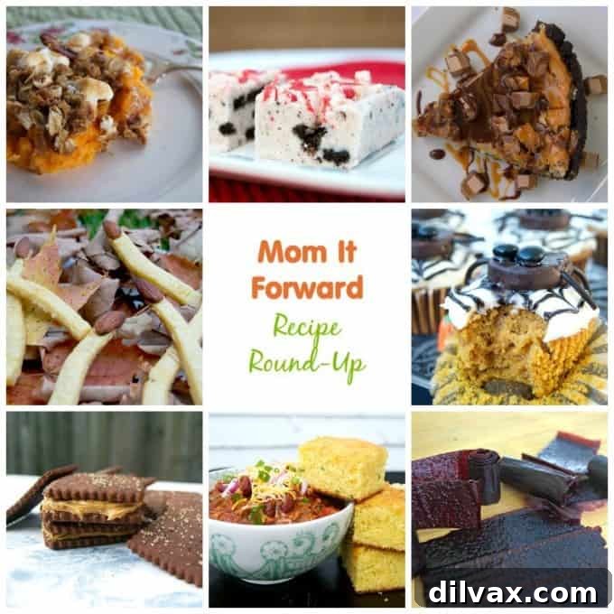Mom It Forward Family Favorites 2 A collage of various delicious recipes contributed to Mom It Forward, featuring a mix of drinks, main courses, desserts, and snacks, all homemade and inviting.