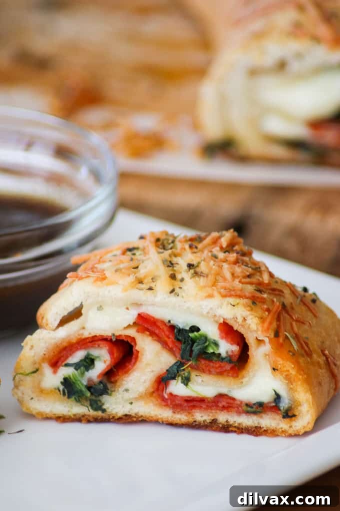 Spinach Pepperoni Bread, ideal for game day, weeknight dinners, or potlucks.