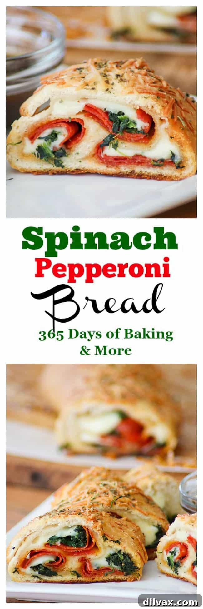 A visual representation of the irresistible layers within Spinach Pepperoni Bread.