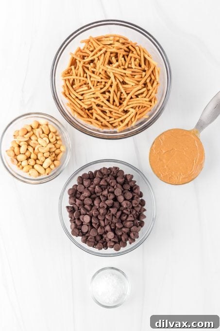 Golden Sentinels 4 All the necessary ingredients for making Haystack Cookies laid out on a clean surface, ready for preparation.