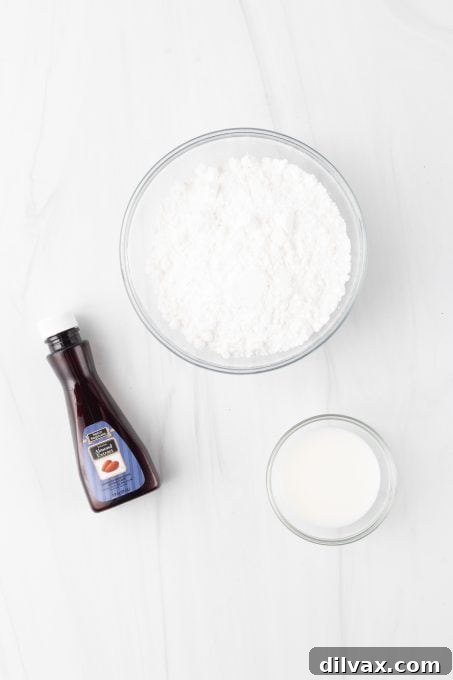 Ingredients for the sweet glaze topping for Cherry Pie Bars.