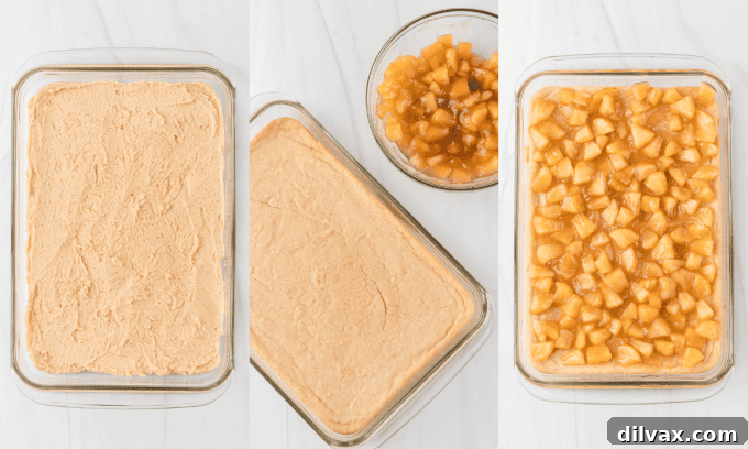 Apple Crumble Bars 6 First set of process photos for making Apple Pie Bars, showing dough preparation.