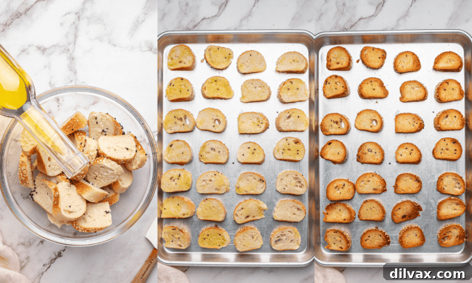 Process photos for making homemade Everything Bagel chips for dipping.