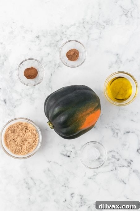 Ingredients for making Brown Sugar Acorn Squash.