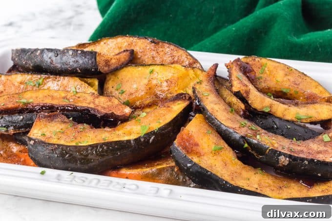 Acorn squash roasted with brown sugar.