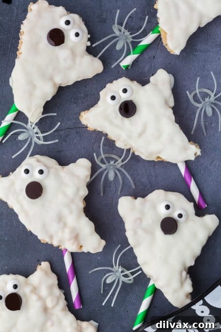A collection of Rice Krispie Ghost Treats on a serving platter