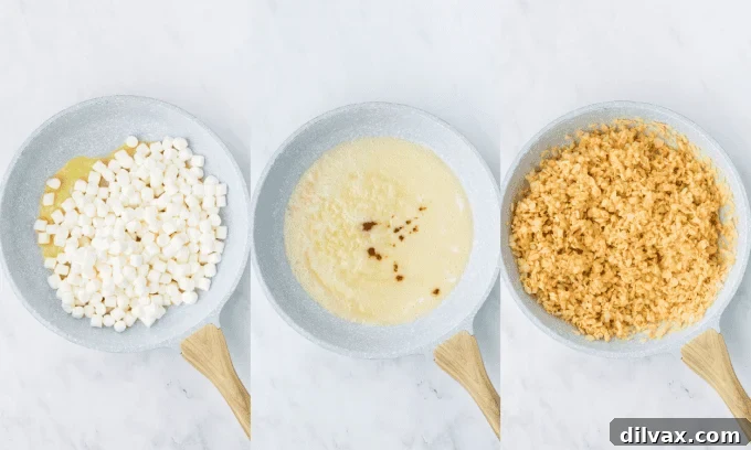 First step-by-step photos for making Santa Rice Krispie Treats