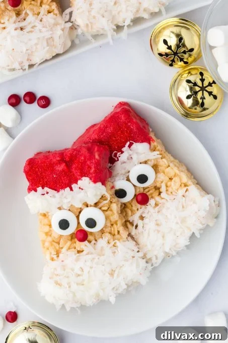 A festive display of Santa Rice Krispie Treats