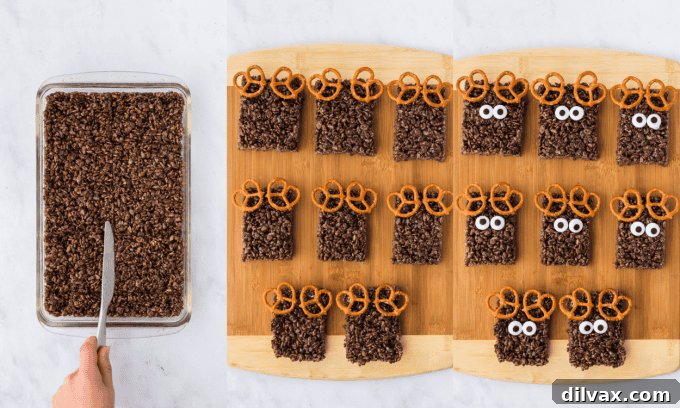 Second set of process photos for Reindeer Treats, showing a finished Reindeer Treat being held.