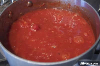 Baked Ravioli Bliss and a Shopping Spree 3 Tomato sauce simmering in a saucepan with oregano