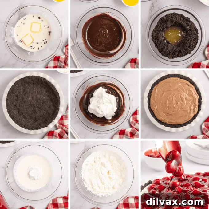 Decadent Cherry Chocolate Torte 5 Step-by-step process photos for making Chocolate Cherry Pie