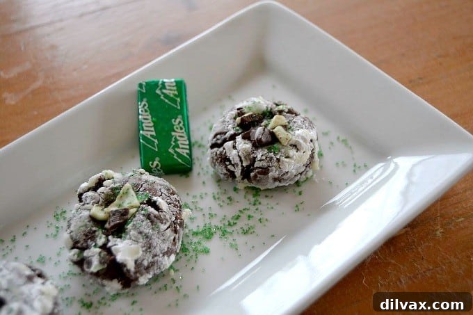 That wonderful Chocolate Crinkle Cookie filled with Andes mints!