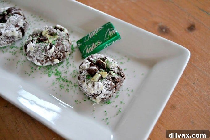 That wonderful Chocolate Crinkle Cookie filled with Andes mints!