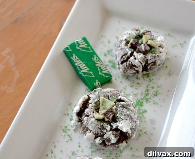 That wonderful Chocolate Crinkle Cookie filled with Andes mints!