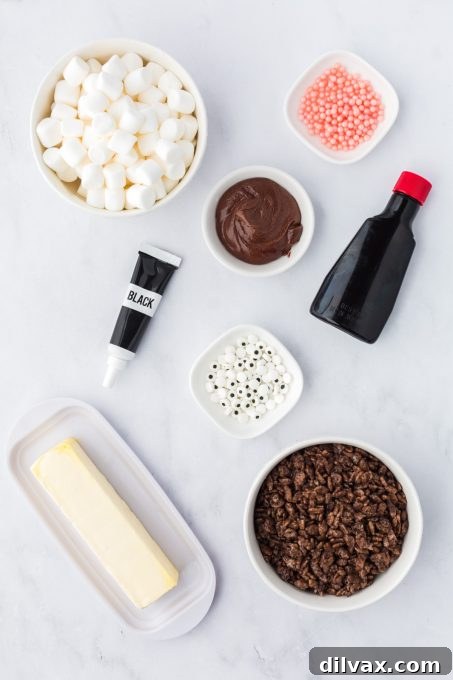 Ingredients for Halloween Black Cats Rice Krispie Treats