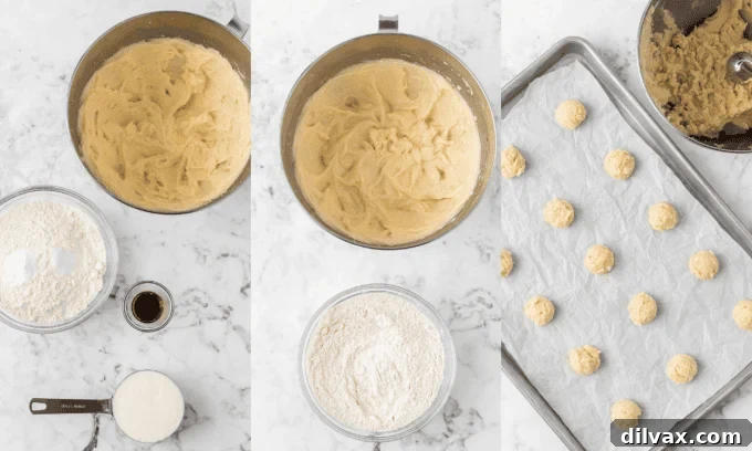 Pillowy Ricotta Delights 6 Step-by-step process of mixing the cookie dough for Ricotta Cookies.