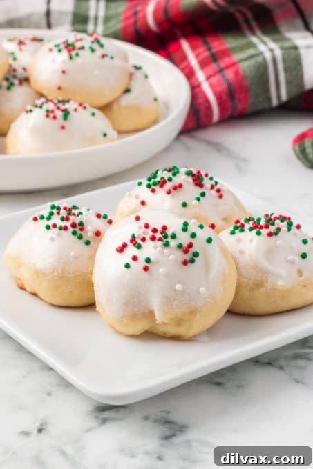 Pillowy Ricotta Delights 9 A stack of soft Italian cookies made with ricotta cheese.