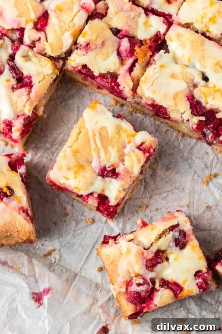 Orange glazed cranberry bars.