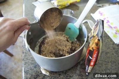 More toffee chips being added from a bag