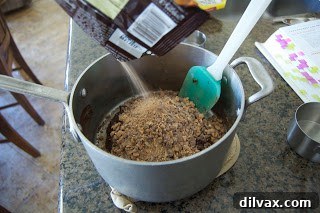 Brownie batter in baking pan, forming a Y shape