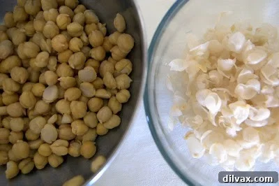 Savory Spiced Chickpeas 2 Drained and rinsed chickpeas with some skins removed, ready for drying