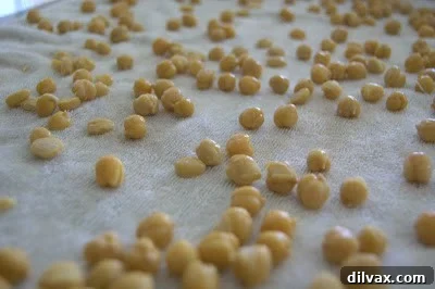 Savory Spiced Chickpeas 3 Chickpeas drying on a clean kitchen towel to remove moisture