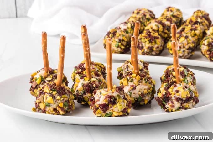 Festive Cranberry Cheese Balls ready to be served