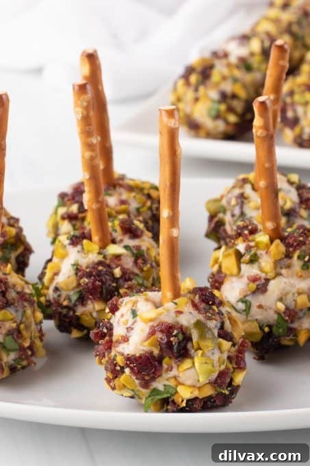 Close-up of Cranberry Cheese Balls with rich texture