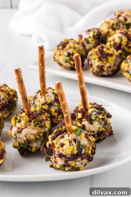 A festive arrangement of Cranberry Cheese Balls on a platter