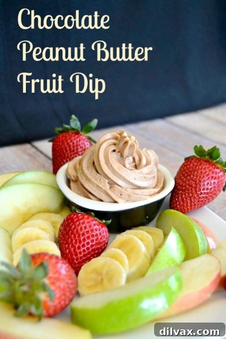 Luscious Chocolate Peanut Butter Fruit Dip 12 Chocolate Peanut Butter Fruit Dip - a great after-school snack or party appetizer!