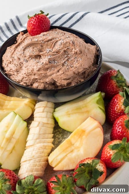 Luscious Chocolate Peanut Butter Fruit Dip 8 Peanut butter cheesecake dip with chocolate swirls.