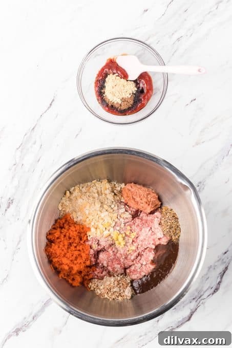 Mixing a meatloaf ingredients together. 