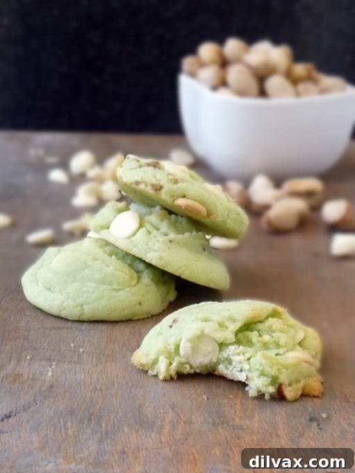 Soft, green pistachio pudding cookies, a unique St. Patrick's Day treat.