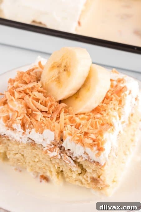 Banana three milk cake after baking and cooling.